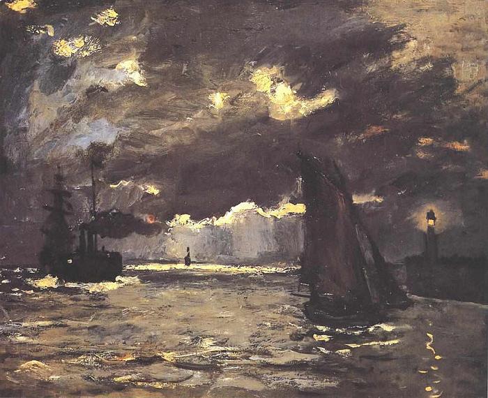 Claude Monet A Seascape, Shipping by Moonlight oil painting image